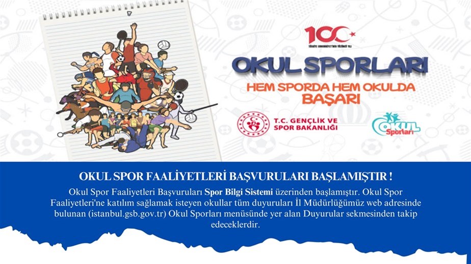 Okul Spor Faaliyetleri Başvuruları Başlamıştır