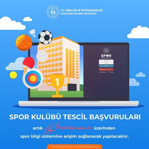 Spor kulübü tescilleri artık e-devlette!